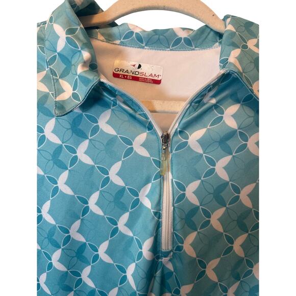 PGA Tour Golf Polo Shirt Top 1/4 Zip Size XL Cap Sleeves Blue  comfy golf tennis - Picture 3 of 5